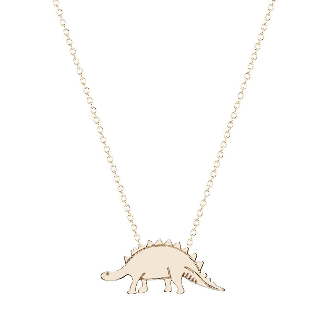 [Australia] - 2018 Vintage Gold-Color Silver Plated Dino Dinosaur Stegosaurus Necklaces Body Clavicle Chain Fashion Collar for Women 