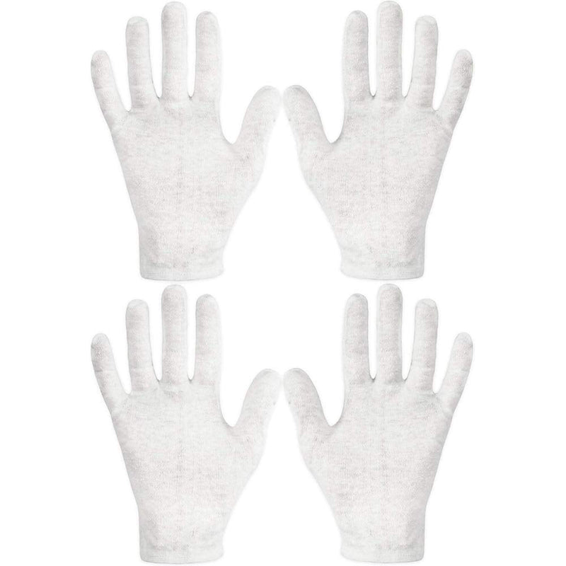 [Australia] - TEEROVA 2 Pairs Premium Cotton Cosmetic Moisturizing Natural Therapy Gloves for Dry Hands Healing and Beauty (White) 