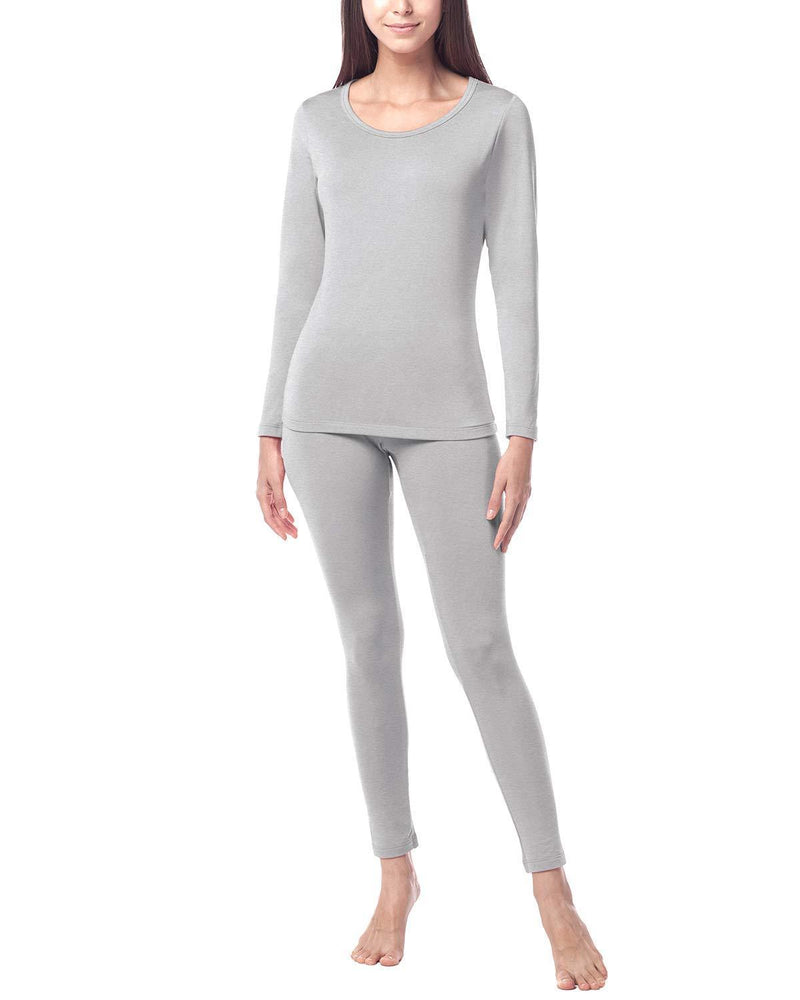 [Australia] - LAPASA Womens Thermal Underwear Set, Basic Fleece Lined Long Johns Light/Mid/Heavy Weight Top & Bottom 2 Packs (Thermoflux L17 L41 L44) XL Heavyweight L44: Light Heather Grey 