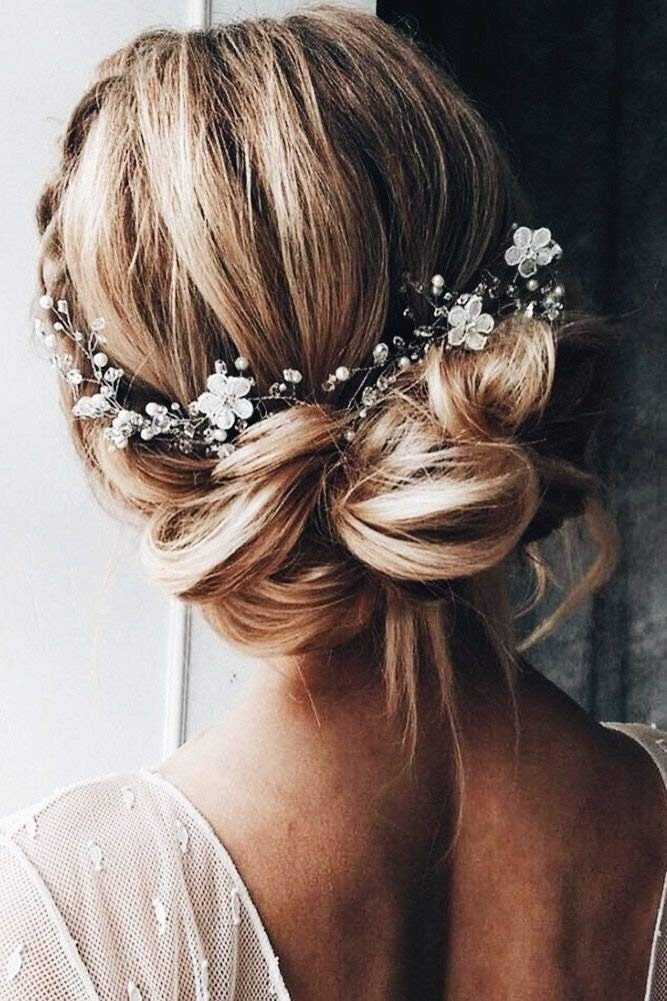 [Australia] - Kercisbeauty White Flower Headband Floral Headpiece Wedding Bridal Rhinestones Jewelry Women Girls Hair Piece Crystal Headband (Rose Gold) Rose Gold 