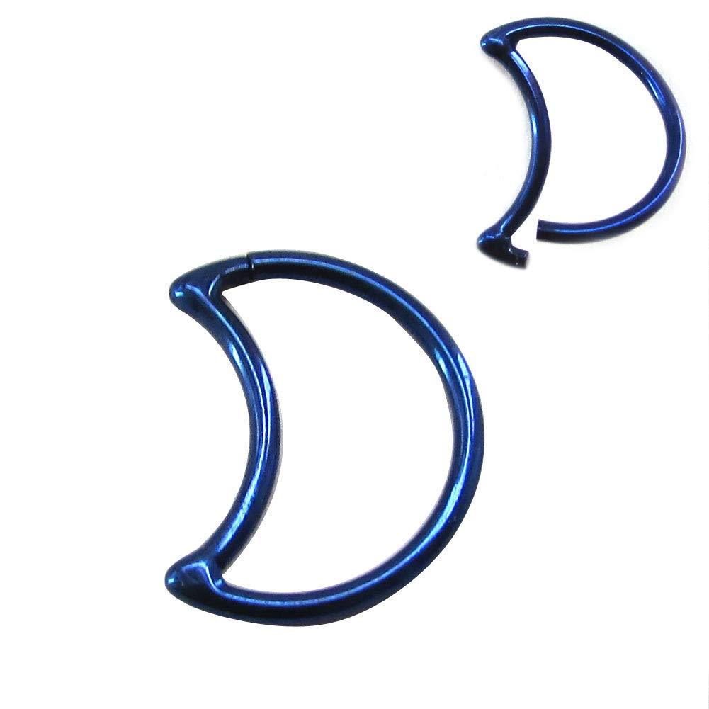 [Australia] - NewkeepsR 18ga 8mm(5/16") Annealed Crescent Daith Seamless Ear Piercing Earrings 316L Steel Fake Moon Continuous Helix Cartilage Lobe Rings 1pc-blue Color 