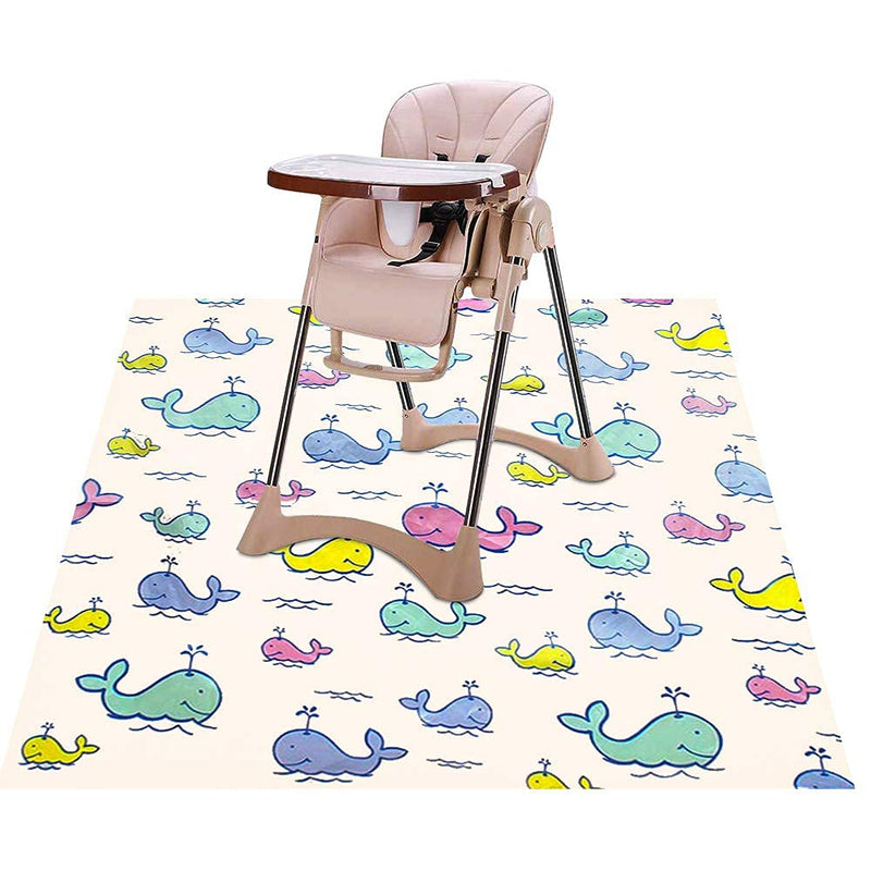 [Australia] - Baby High Chair Splat Floor Mat, 43.3″Waterproof Washable Anti Slip Splash Mat for Eating Mess Floor Protector, Table Cloth and Picnic Mat Whale-43.3″ 