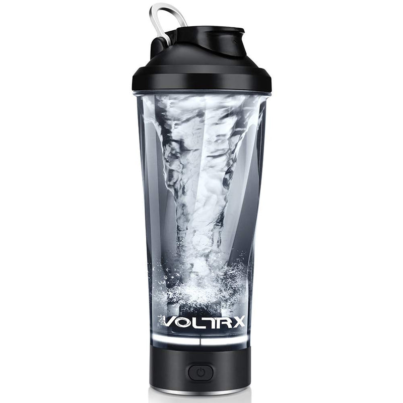 [Australia] - VOLTRX Premium Electric Protein Shaker Bottle, Made with Tritan - BPA Free - 600ml Vortex Portable Mixer Cup, USB C Rechargeable Shaker Cups for Protein Shakes (Black) Black 
