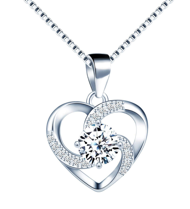 [Australia] - Infinite U Women Necklace 925 Sterling Silver “Crazy Love” Pendant Necklaces Inlaid zircon with 18inch Box Chain Birthday mother's day christmas gift 