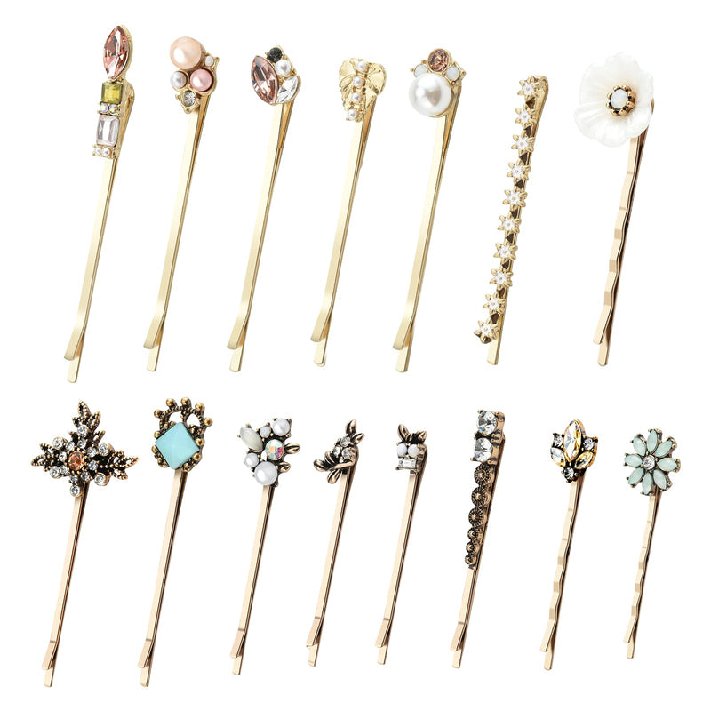 [Australia] - 15Pcs Hair Clips for Women, Vathery Vintage Hair Grips, Classy Flower Hair Slides Pins for Fine Hair, Ladies Barrettes and Girls Headwear Styling Tools Hair Accessories Mothers Day Gifts 