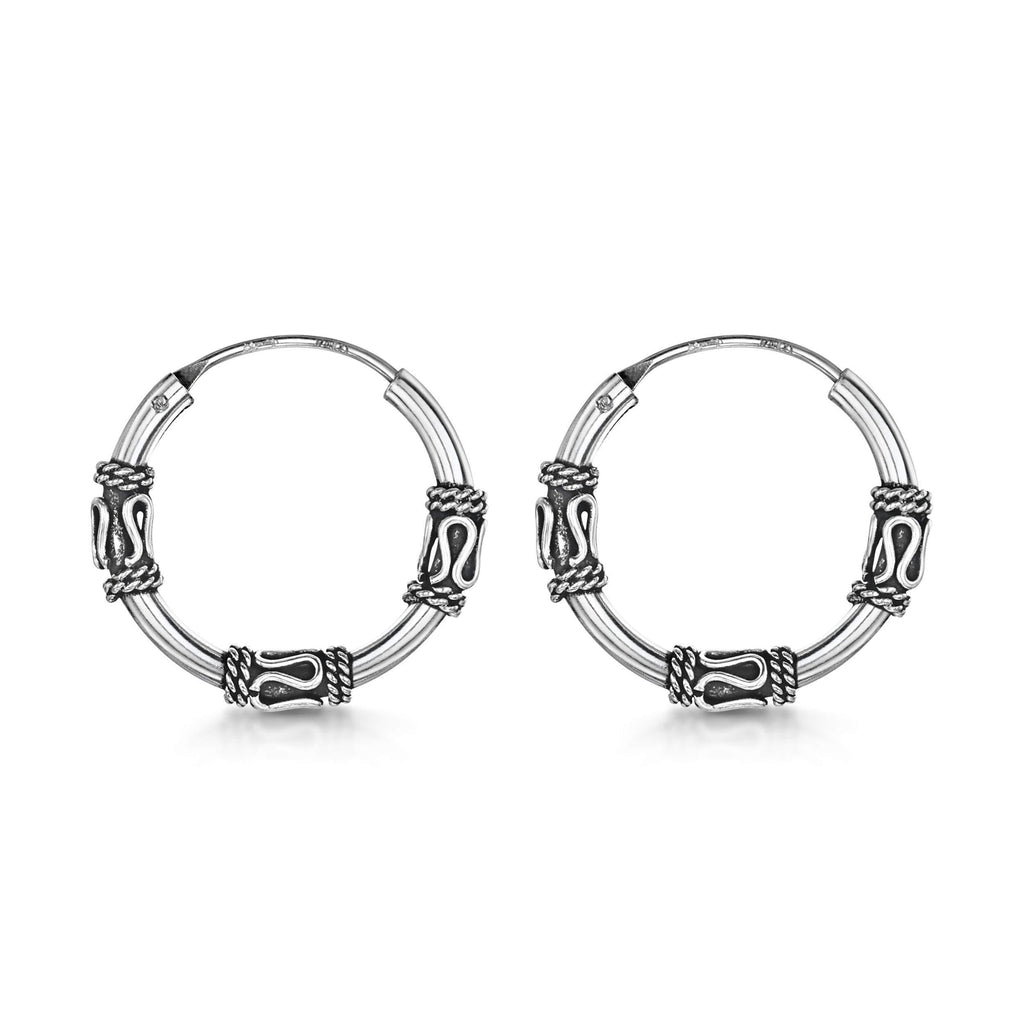 [Australia] - Amberta Fine 925 Sterling Silver - Circle Endless Bohemian Hoops - Round Sleeper Bali Tribal Earrings - Various Models Zigzag 20 Mm 