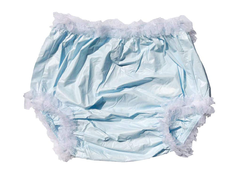 [Australia] - Haian Adult Incontinence Pull-on Plastic Pants Lace Panties Color Baby Blue with White Lace (Large) Large 