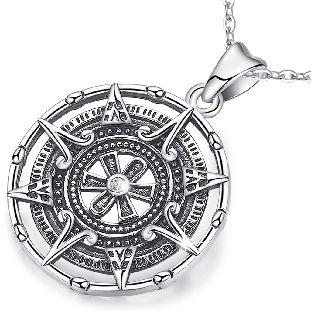 [Australia] - Compass Necklace for Women, Sterling Silver Friendship Pendant necklace Gifts, Mayan Calendar Graduation Personalized Jewellery Charm - Send Delicate Gift Box 