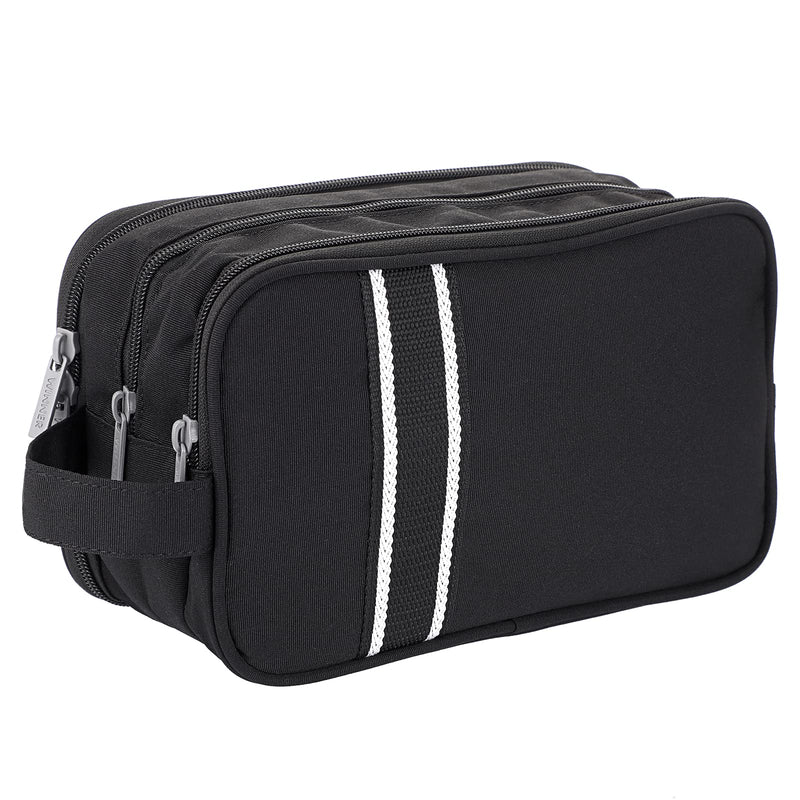 [Australia] - IGNPION Travel Toiletry Wash Bag Dry & Wet Separation Gym Shaving Organiser Bag with 3 Compartments （Black） Black 