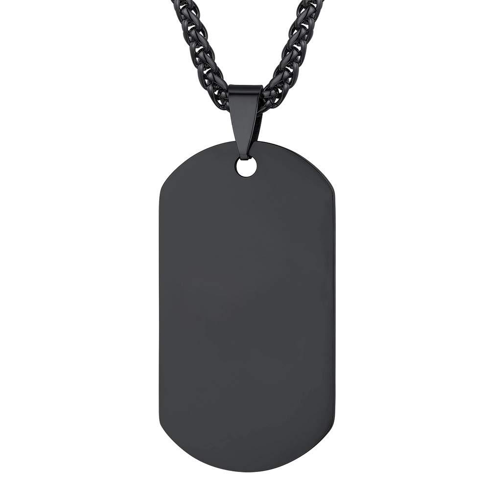 [Australia] - PROSTEEL Mens Dog Tag Necklace with Chain, Can Custom Text/Photo, Stainless Steel (Send Gift Box) 1-black 