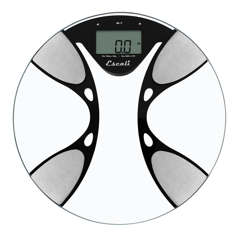 [Australia] - Escali BFBW180 Ultra Slim Body Composition Scale, Glass, 400 Pound Capacity, Body Fat, Water Percentage, Muscle and Bone Mass Clear 