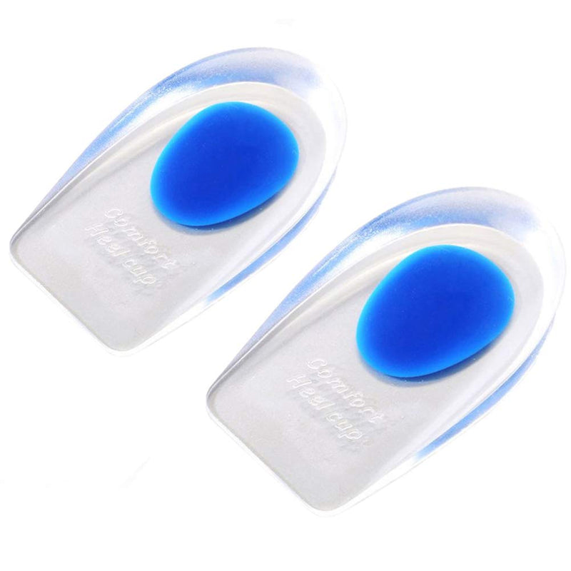 [Australia] - 1 Pair Gel Heel Cups Plantar Fasciitis Inserts Pads for Heel Pain, Bone Spur & Achilles Pain 40-45 (UK7.5-10) Blue 
