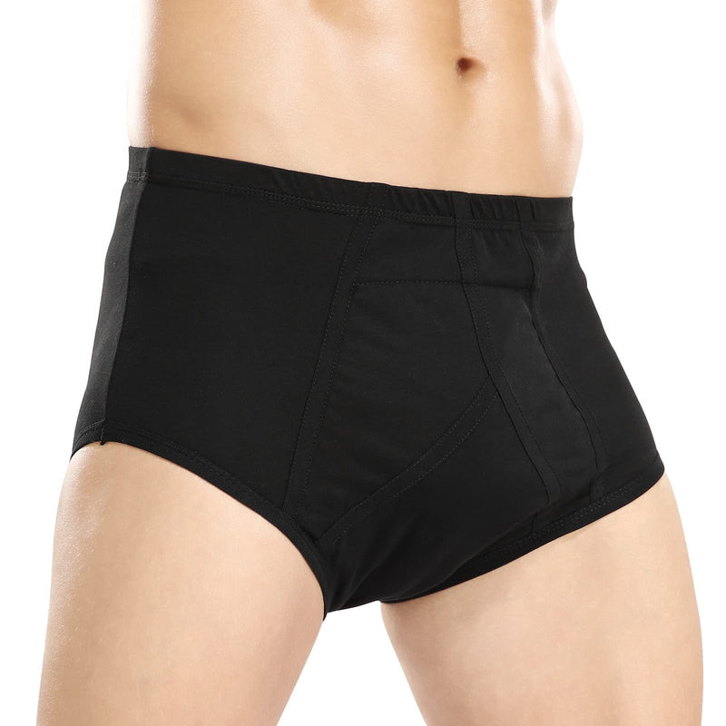 [Australia] - Carer Mens Incontinence Pants Reusable Washable Cotton Incontinence Pants with Absorbent Pad 200ML Urine Volume Black L Size L (Pack of 1) 
