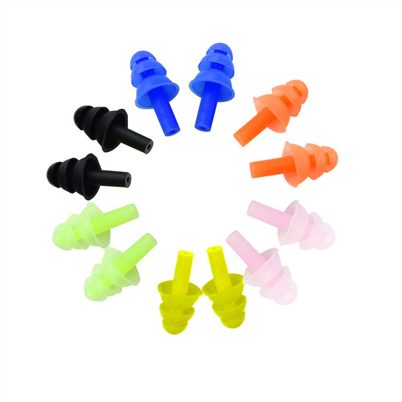 [Australia] - 6Pairs Reusable Silicone Swimming Earplugs Soft and Flexible Ear Plugs for Swimming, Learning, Hearing Protection, Concerts, Airplanes, Shooting, etc 