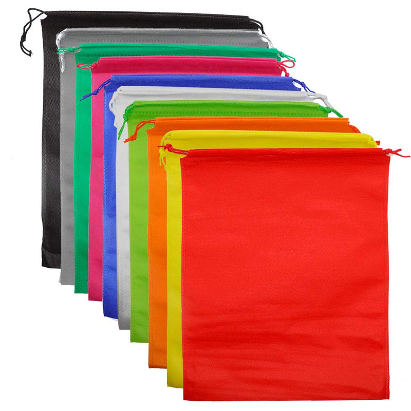 [Australia] - Pack of 10 Travel Shoe Bags, Portable Travel Non-Woven Shoe Packing Organizers Tote Bags w/ Drawstring for Men and Women, 39x30cm (Multicolour) 