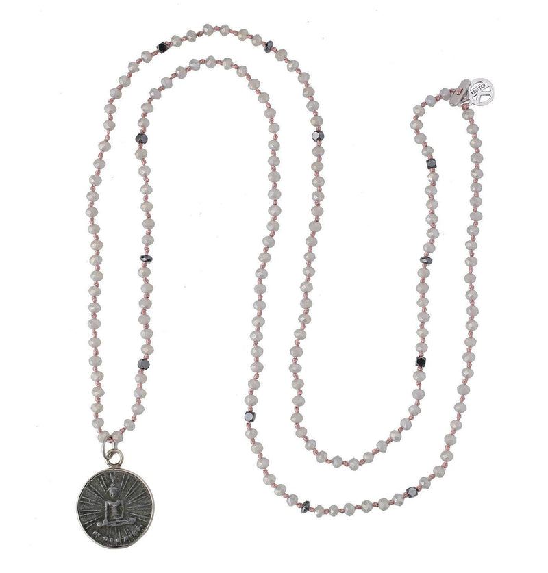 [Australia] - KELITCH Tassel Necklaces Miyuki Beaded Rhombus Pattern Weaved Pendant Necklace Silver Chain Lucky Friendship Necklace - Red White E 