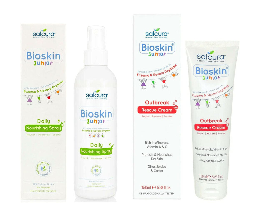 [Australia] - Salcura Natural Skin Therapy Bioskin Junior Daily Nourishing Spray 250ml & Bioskin Junior Outbreak Rescue Cream 150ml Duo Pack 250ml & 150ml 