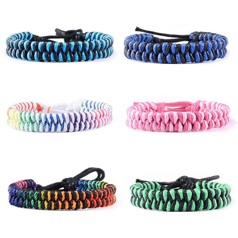 [Australia] - VU100 6PCS Handmade Braided Friendship Bracelets for Men Women Cool Woven Gifts Multicolor Rope Wrap Adjustable Type 2 
