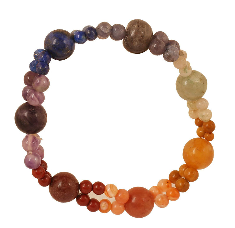 [Australia] - Touchstone New Indian Bollywood Finely Cut Finished 8 MM Round Shape Natural Gemstone Power Emitter Stress Reliever Healer Nerve Controller Health Maintainer Stretchable Bracelet for Women and Men. Multicolor 2 