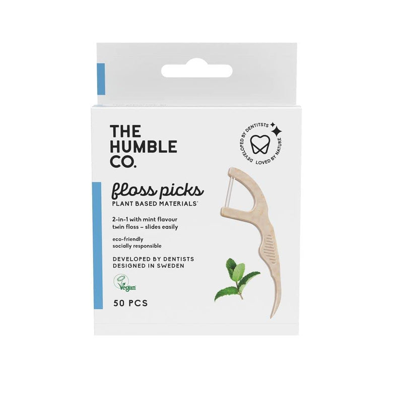 [Australia] - The Humble Co. Plant Based Floss Picks | Fresh Mint | Eco-Friendly, Vegan for Your Everyday Oral Care - Dentist Approved - Removes Plaque and Gives a Fresh Feel (1 x 50p) 50 Count (Pack of 1) 