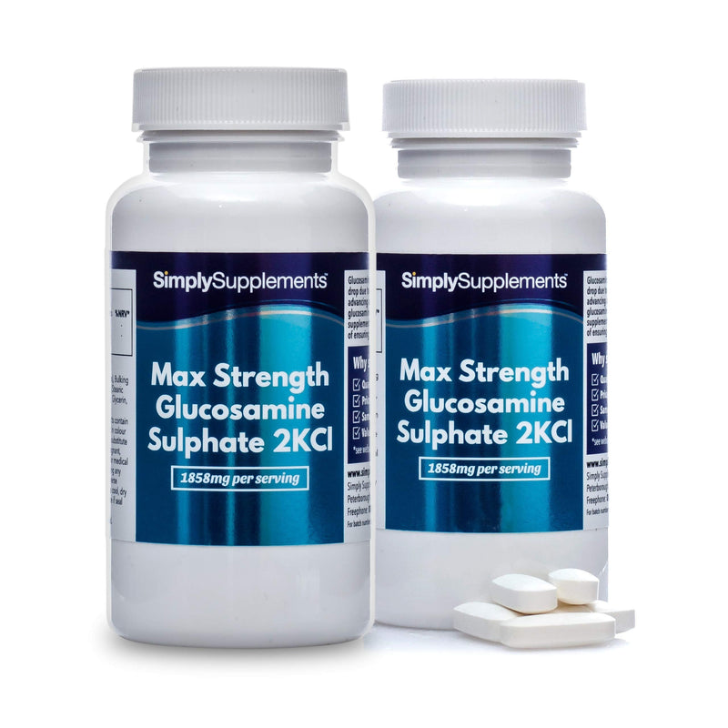 [Australia] - Maximum Strength Glucosamine Sulphate 2KCl | 1858mg Per Serving | 2 x 180 Tablet Bottles = 360 Tablets Total | Manufactured in The UK 