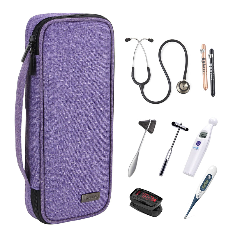 [Australia] - Teamoy Stethoscope Case, Stethoscope Carrying Bag Compatible with 3M Littmann, MDF, ADC, Omron Stethoscope and Other Accessories, Purple Single layer 