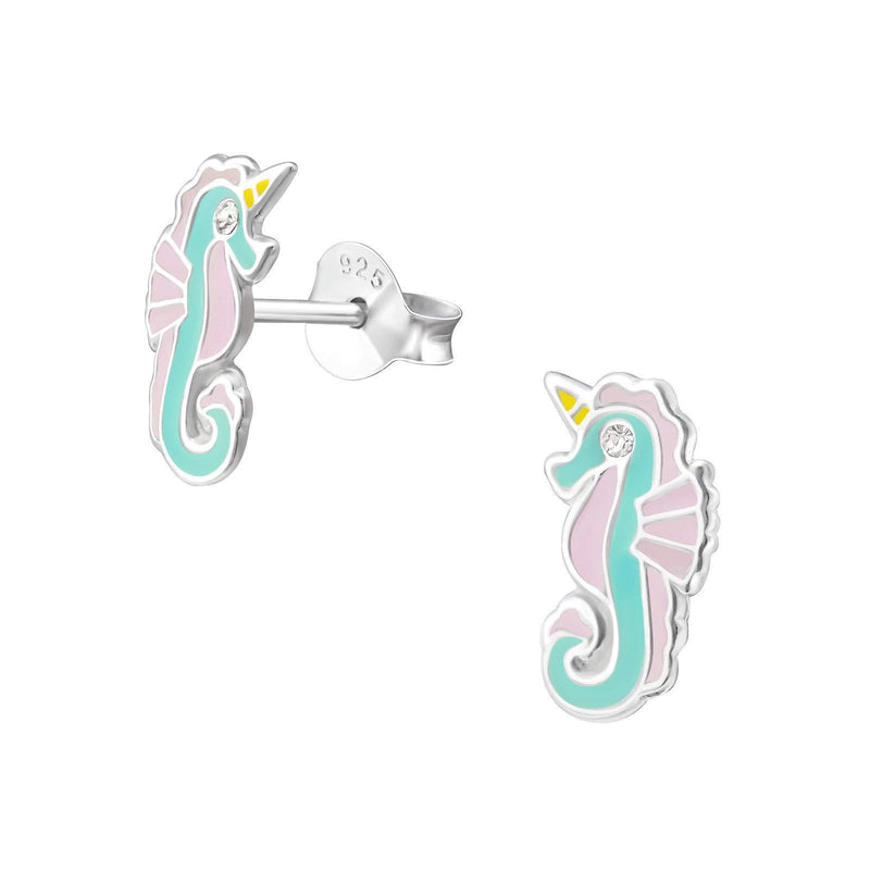 [Australia] - The Rose & Silver Company Women 925 Sterling Silver Sea Unicorn Stud Earrings 