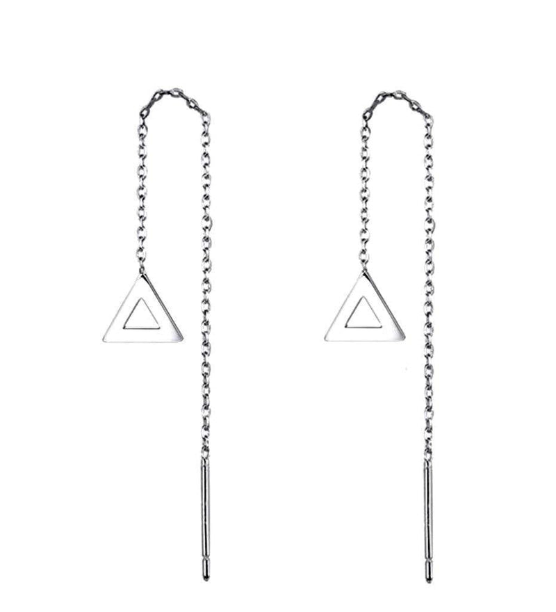 [Australia] - iszie jewellery 925 sterling silver triangle threader earrings, triangle dangle earrings, Triangle pull through earrings 