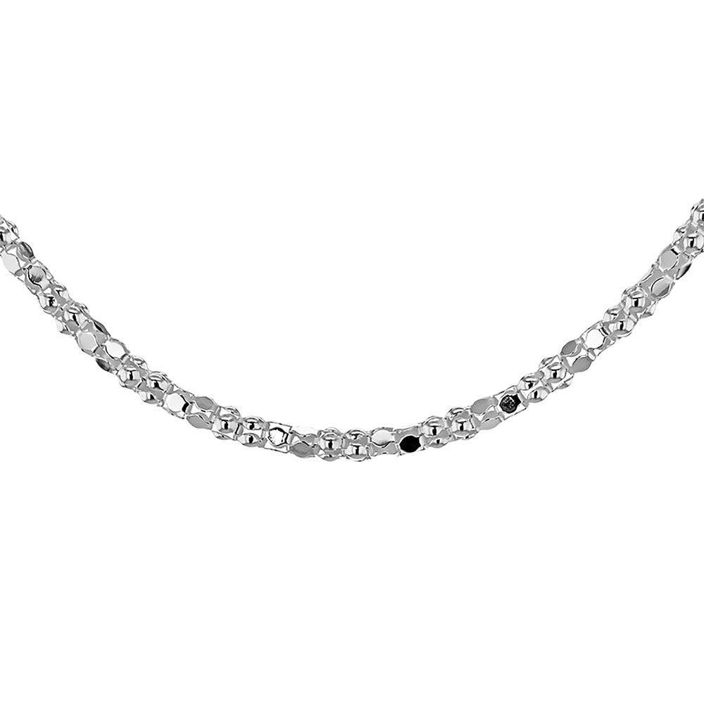 [Australia] - TJC Silver Popcorn Chain for Women Shinny 925 Sterling Stamped High Gloss Plain Solid Jewellery Size 18 Inches, Wt. 3.2 Grams 