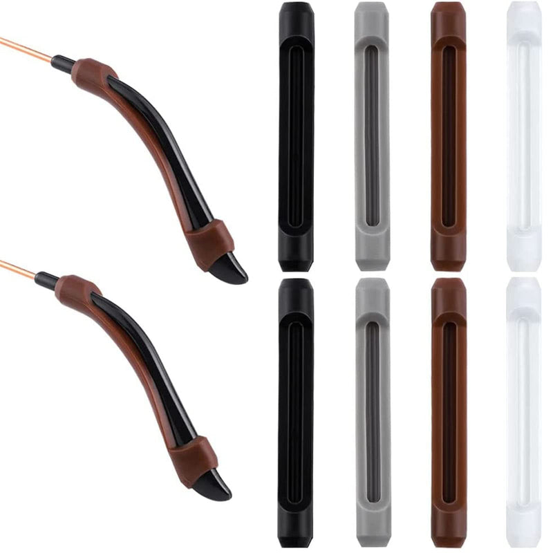 [Australia] - 4 Pairs Anti-Slip Glasses Hooks, Silicone Glasses Temple Tip Holders Ear Grip Hooks Eyeglasses Retainers Comfortable Ear Pads for Sunglasses Glasses Eyeglass Leg(Black/Gray/Transparent/Brown) 