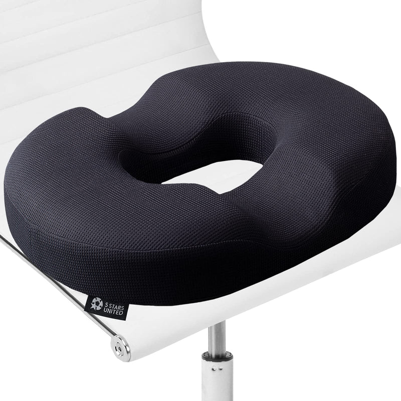 [Australia] - Donut Cushion Haemorrhoids Pillow – 100% Memory Foam Cushions with Non-Slip Bottom – Doughnut Ring To Sit On - Orthopedic Firm Seat for Home, Office, Wheelchair – Coccyx Pain Pressure Relief 1 