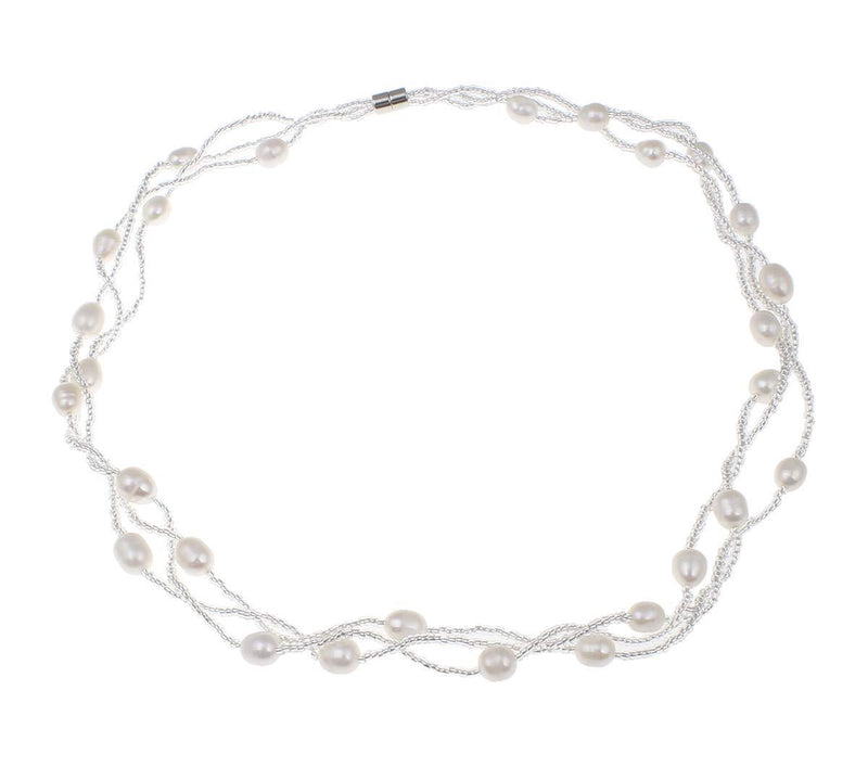 [Australia] - TreasureBay Elegant Natural Freshwater Pearl Necklace Pearl Jewellery Necklace for Women Ladies and Girls White 