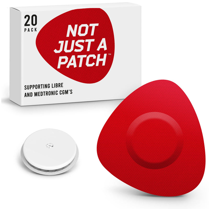 [Australia] - Not Just A Patch CGM Sensor Patches for Freestyle Libre and Medtronic Sensors (20 Pack) - Water Resistant & Durable for 10-14 Days - Pre-Cut Freestyle Libre 2 Sensor Covers in Red 