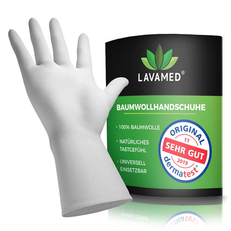 [Australia] - LAVAMED Dermatest: very good cotton gloves, extra soft cotton gloves made of 100% cotton, jersey gloves, white twisted gloves, premium cosmetic gloves in 4 sizes 12 Paar S (7/7.5) 