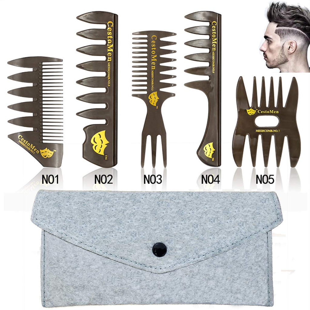 [Australia] - 5 PCS Hair Comb Styling Set Barber Hairstylist Accessories,Professional Shaping & Wet Pick Barber Brush Tools, Anti-Static Hair Brush for Men Boys 