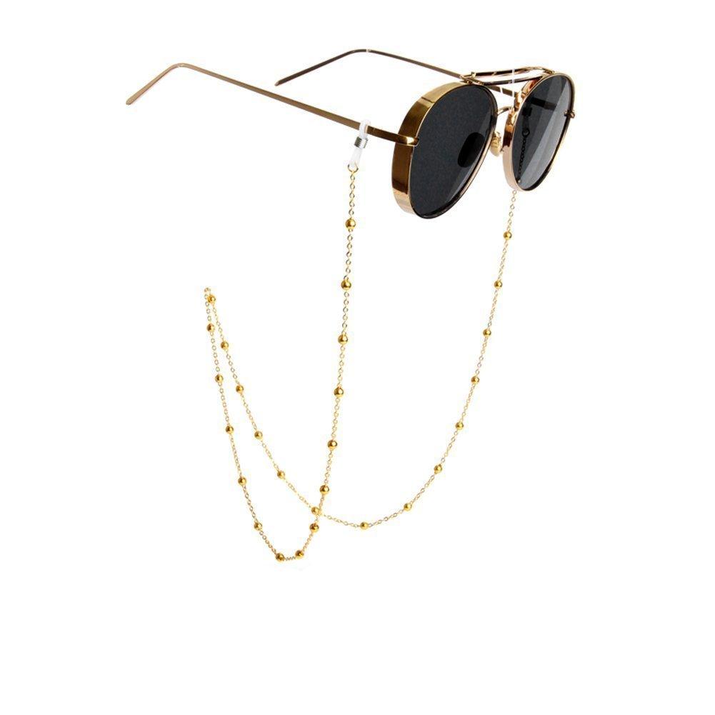[Australia] - erioctry Eyeglass Chain Beaded Glasses Cord Holders Anti-slip Sunglasses Lanyard Strap Eyeglass Cord Neck String Eyewear Retainer for Men and Women - 78cm (Gold) 