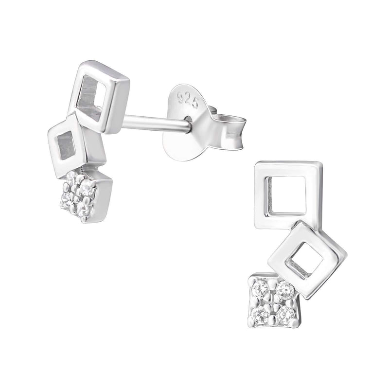 [Australia] - The Rose & Silver Company Women 925 Sterling Silver Geometric Stud Earrings 