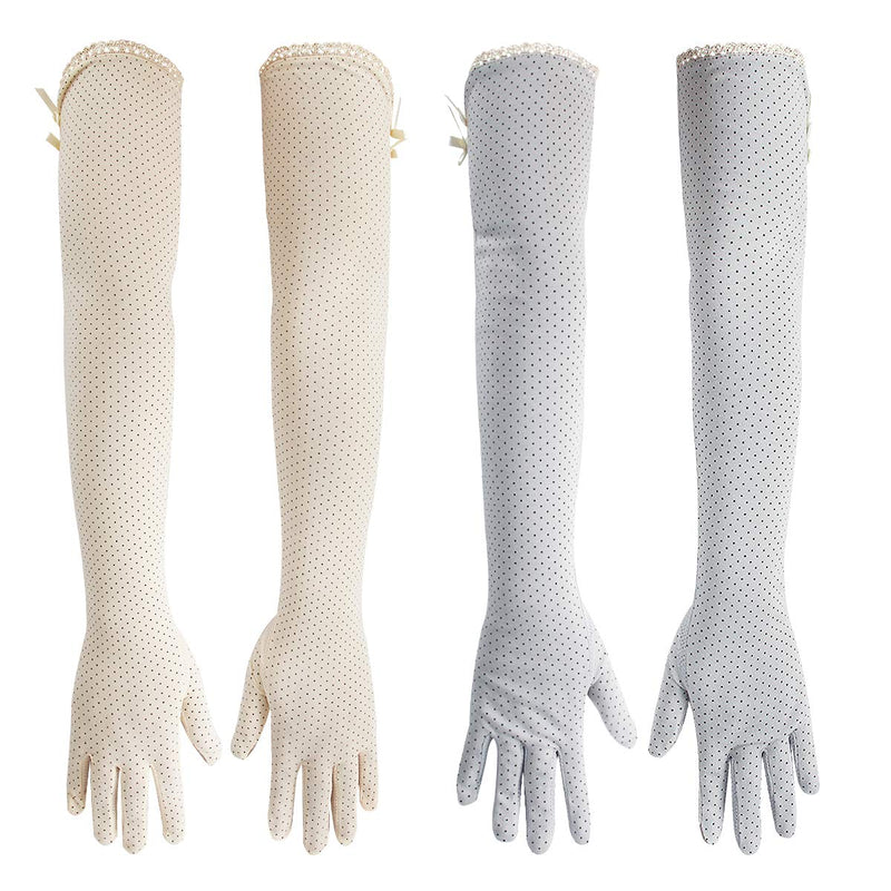 [Australia] - kilofly Women's Long Anti-UV Breathable Arm Sun Block Driving Gloves, 2 Pairs Touchscreen Set2d 