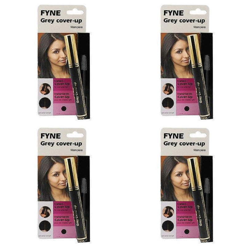 [Australia] - Root Touch Up, JET BLACK Hair Mascara Wand, Instant Grey Hair Dye, For Women & Men, FYNE PACK OF 4 