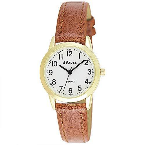 [Australia] - Ravel Ladies Classic White Dial Watch with Brown Strap R0132.25.2 