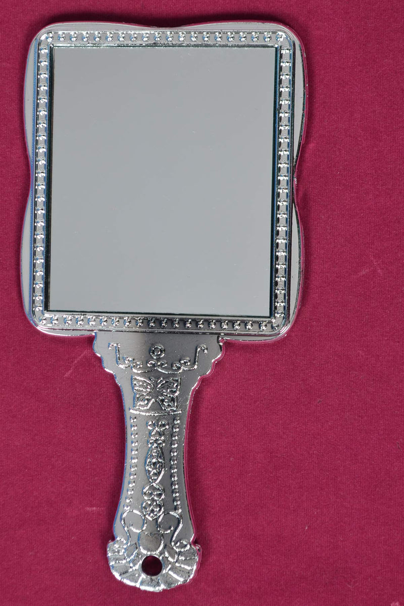 [Australia] - Garden Of Arts Silver Handheld Salon Barbers Hairdressers Square Shape Mirror with Grip Handle 