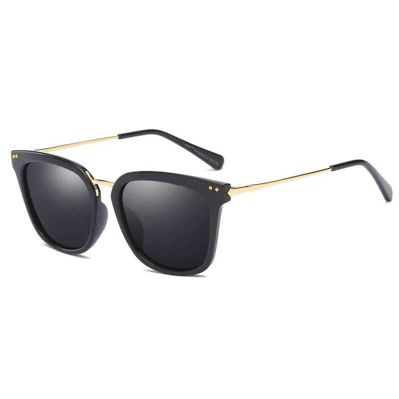 [Australia] - Cyxus Womens Sunglasses, Oversized Polarized UV 400 Protection Eyewear for Ladies Black Frame / Gray Lens 