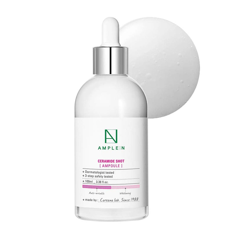[Australia] - COR√âANA AMPLE:N Ceramide Shot Ampoule 3.38 fl. oz. (100ml) - Highly Concentrated Ultimate Hydrating Facial Serum for Dry and Rough Skin, Moisture-Locking, Reduced Wrinkles 100 ml (Pack of 1) 