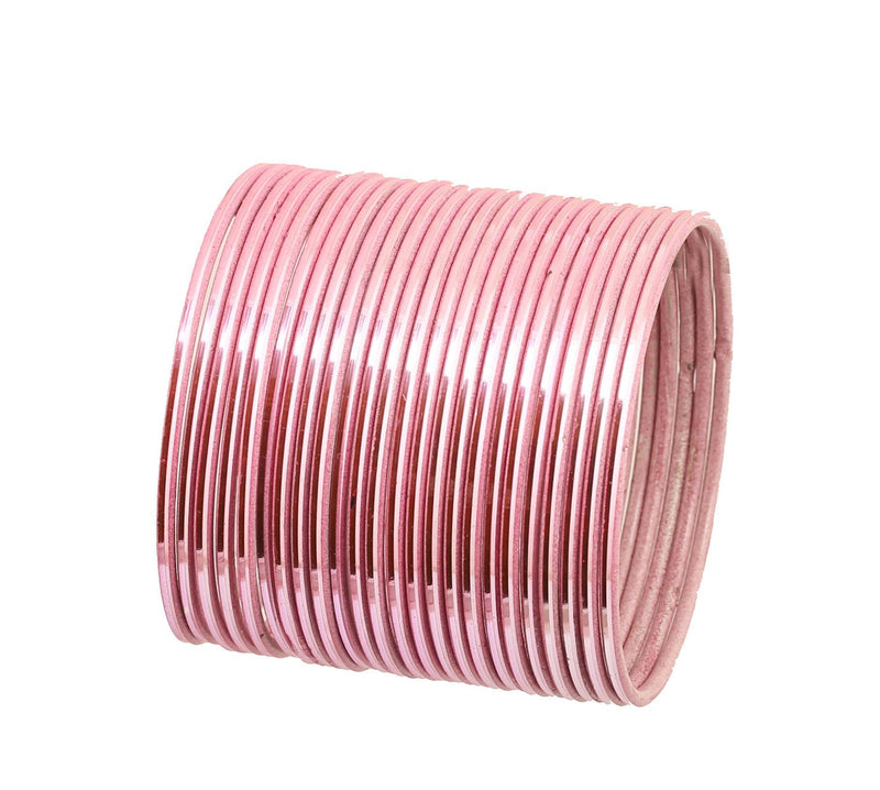 [Australia] - Touchstone "Colorful Bangle Collection Indian Bollywood Modern Style Pretty Baby Pink Textured Color Wrist Filler Indian Bollywood Thin Designer Jewelry Metal Bangle Bracelets for Women. Set of 24. 