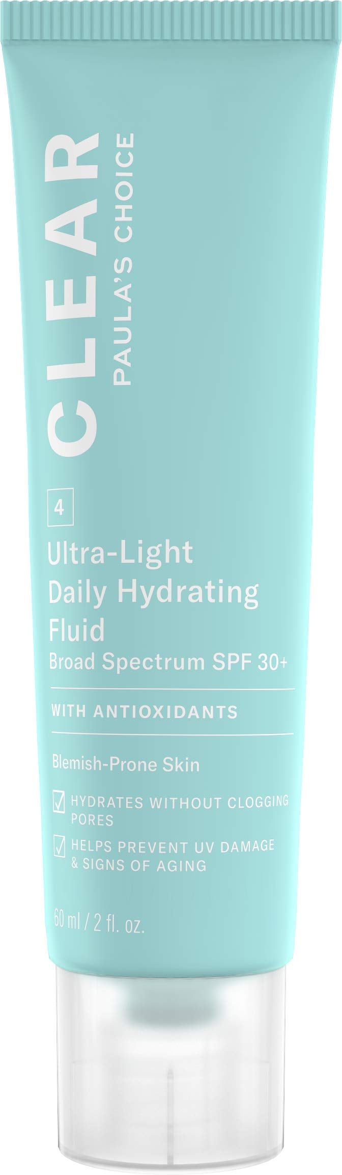 [Australia] - Paula's Choice Clear Light Hydrating Fluid SPF 30 - Non Greasy Mattifying Face Moisturiser - Fights Blemishes, Blackheads & Pores - with Vitamin E - Combination to Oily & Acne Prone Skin - 60 ml 
