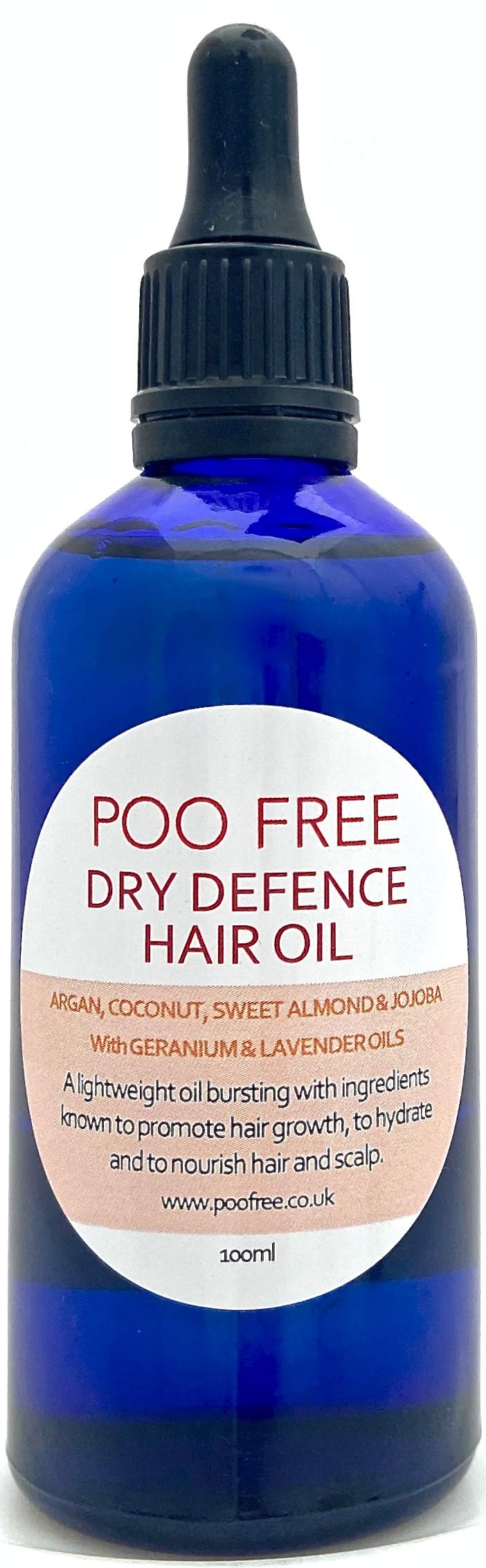 [Australia] - 100% NATURAL - DRY DEFENCE HAIR OIL - ARGAN, ALMOND, JOJOBA, GERANIUM & LAVENDER - 100 ml - by POO FREE - Lightweight Blend of Oils Beneficial to Dry Hair and Scalp and to Promote Hair Growth 