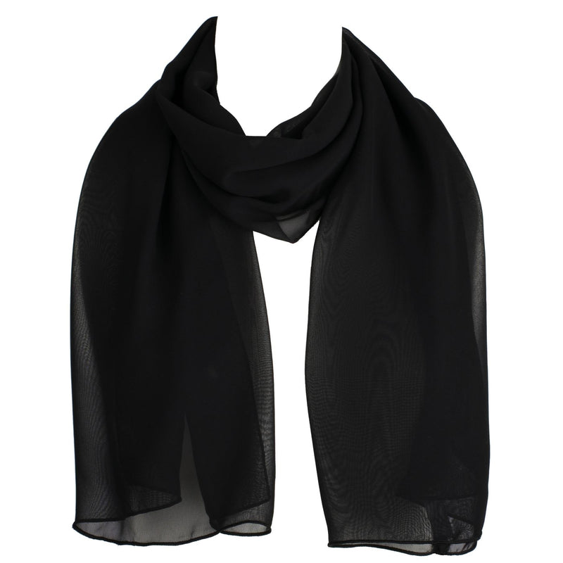 [Australia] - HatToSocks Chiffon Scarf Sheer Wrap for Women Black 