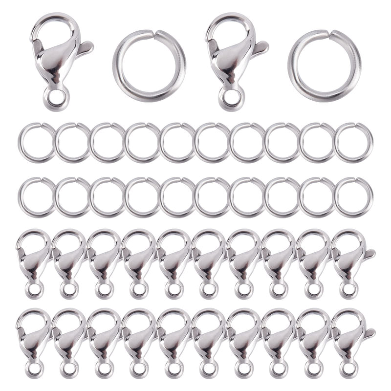[Australia] - PandaHall 120pcs 4mm 304 Stainless Steel Jump Rings with 60pcs Lobster Clasps for Earring Bracelet Necklace Pendants Jewellery DIY Craft Making, Stainless Steel Color 