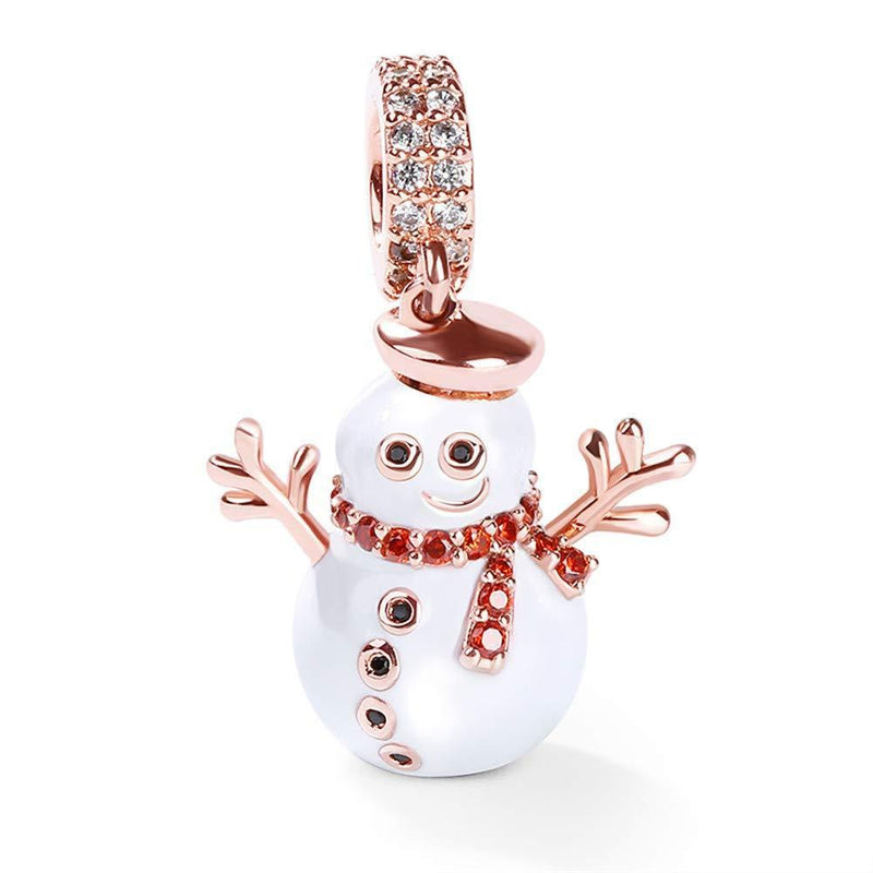 [Australia] - GNOCE Christmas Snowman Charm Pendant Sterling Silver Accompany You Dangle Charms 18K Rose Gold Plated fit Bracelet/Necklace Christmas Jewellery Gift for Women Girls 