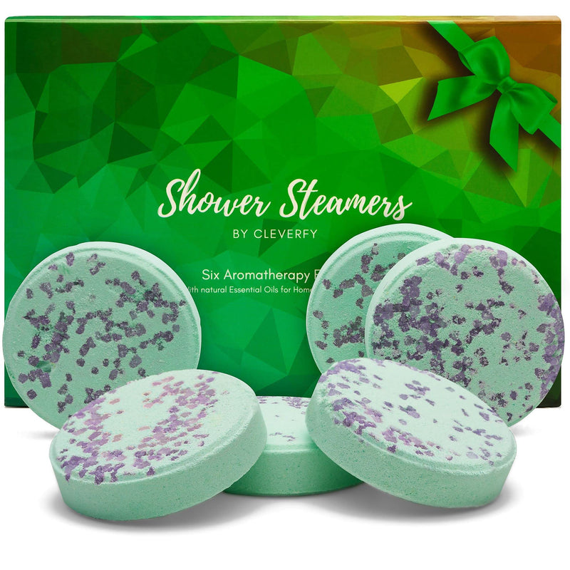 [Australia] - Cleverfy Shower Steamers Aromatherapy - Pack of 6 Shower Bombs for Sinus Relief and Refreshing Shower - Pamper Gifts for Women and Men. Green Set: Menthol & Eucalyptus Essential Oils 